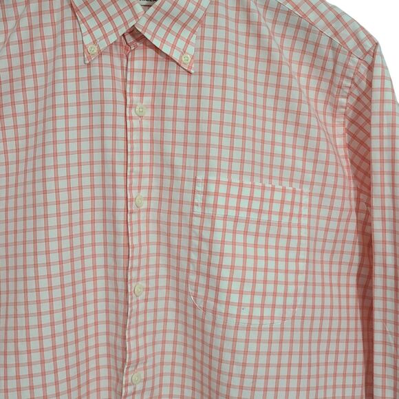 Peter Millar Men's Long Sleeve Button Up Shirt Pink White Plaid Large - Picture 3 of 7